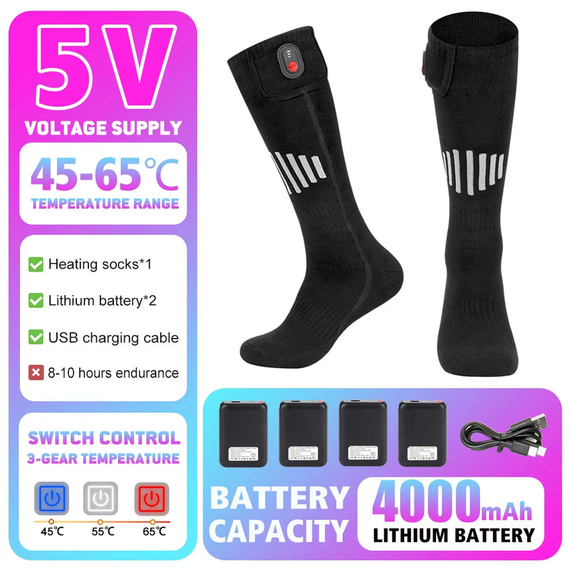 USB Rechargeable Heating Socks | Keep Your Feet Warm & Cozy