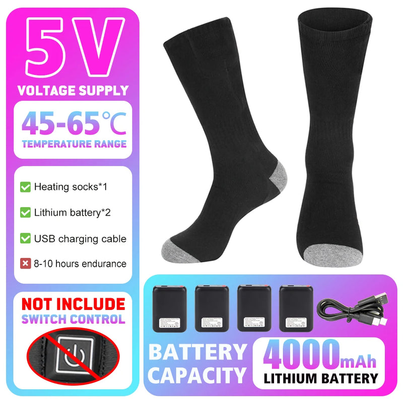 USB Rechargeable Heating Socks | Keep Your Feet Warm & Cozy