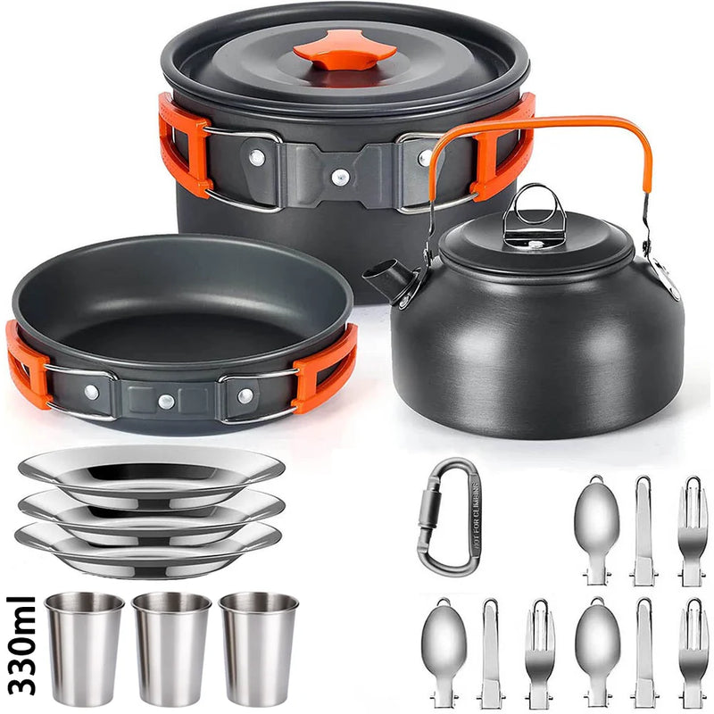 Premium Camping Cooking Set - Anodized Aluminum Pots & Pans