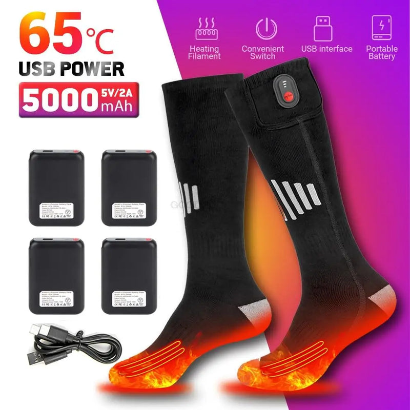 USB Rechargeable Heating Socks | Keep Your Feet Warm & Cozy